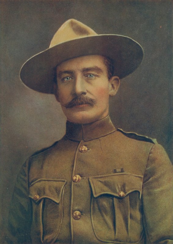 Kolonel Robert S. S. Baden-Powell, De Verdediger van Mafeking. In velduniform als kolonel van onregelmatig paard door Elliott and Fry Photography Studio