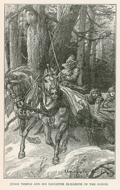 Rechter Temple en zijn dochter Elizabeth in de slee (gravure) door Elviro Michael Andriolli