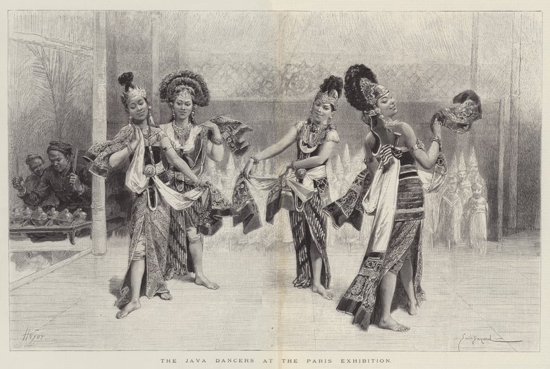 De Javaanse dansers op de Parijse tentoonstelling door Emile Antoine Bayard