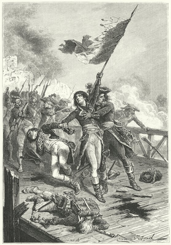 Napoleon Bonaparte op de Brug bij Arcole door Emile Antoine (after) Bayard