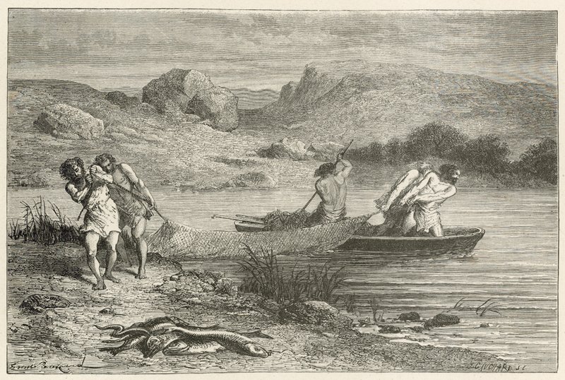 Vissers in de tijd van gepolijste steen door Emile Antoine Bayard