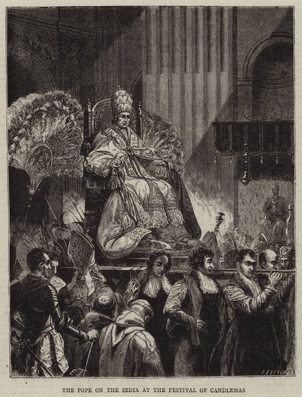De Paus op de Sedia tijdens het Kaarsenfeest door Emile Theodore Therond