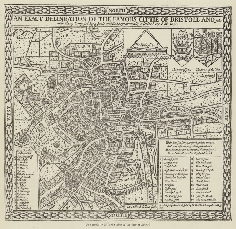 Facsimile van Millerds kaart van de stad Bristol door English School