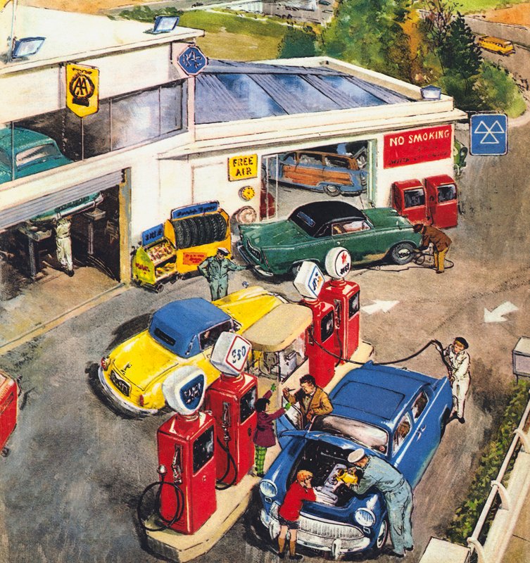 Garage, Engeland, jaren 1960 door English School