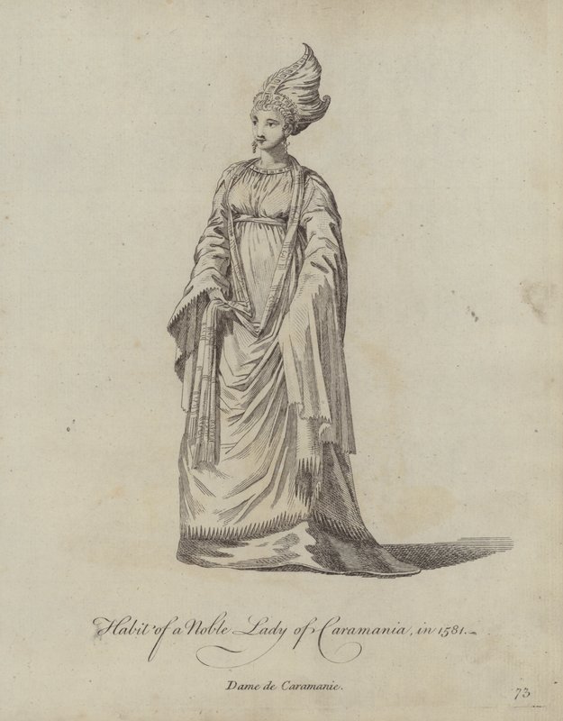 Kleding van een Adellijke Dame van Caramania in 1581 door English School