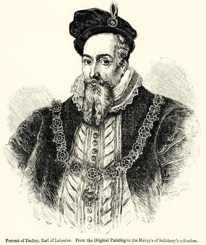 Portret van Dudley, Graaf van Leicester door English School