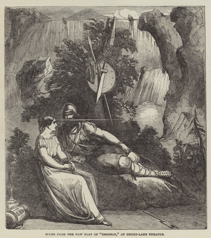 Scène uit het nieuwe stuk Ingomar, in het Drury-Lane Theater door English School