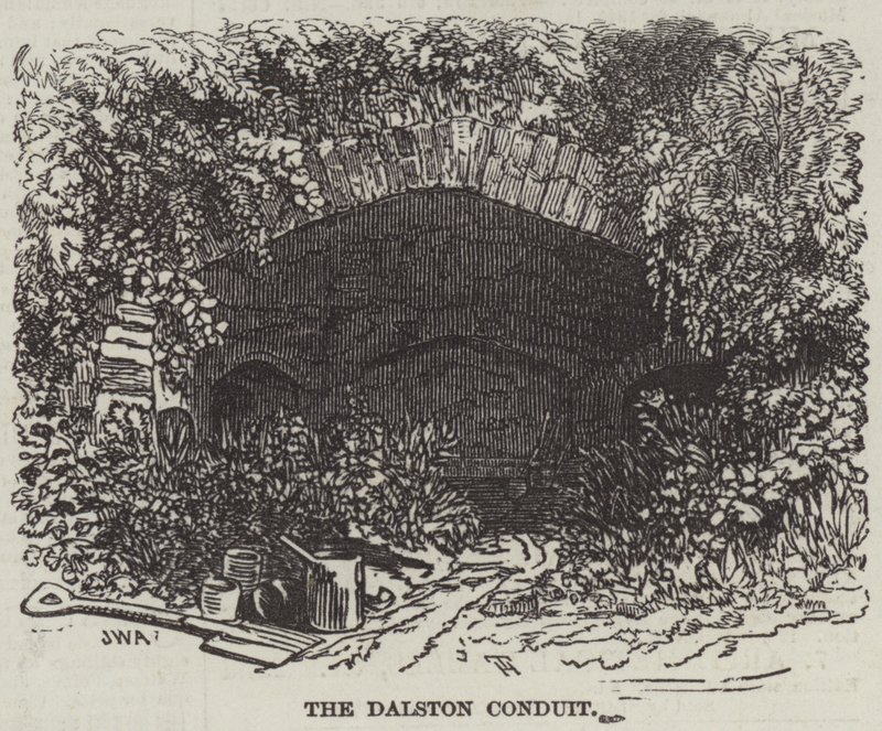 De laatste van de oude Londense waterleidingen, in Dalston, in de parochie van Hackney door English School