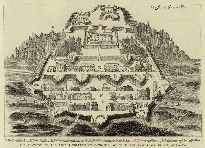 Het platform van het beroemde fort van Candahar, dat de beste plaats in heel Azië is, 1660 door English School