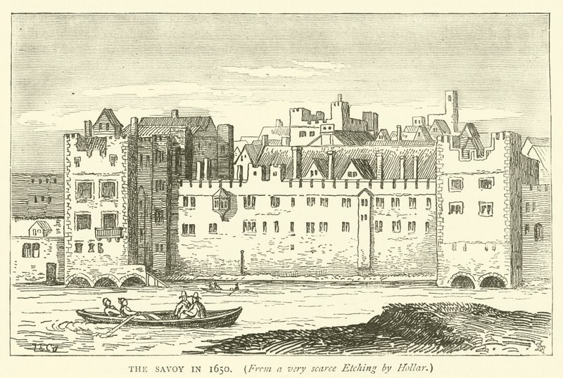 De Savoy in 1650, uit een zeer zeldzame ets van Hollar door English School
