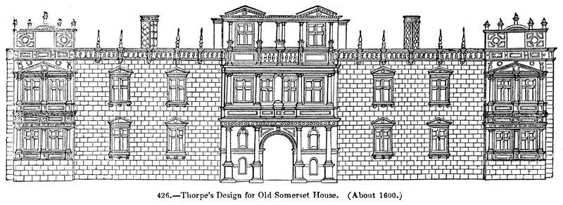 Thorpes Ontwerp voor het Oude Somerset House (circa 1600) door English School