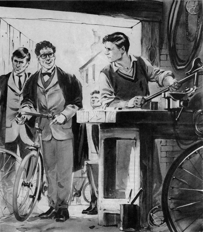 William Morris, de toekomstige Lord Nuffield, repareert fietsen in Oxford door English School