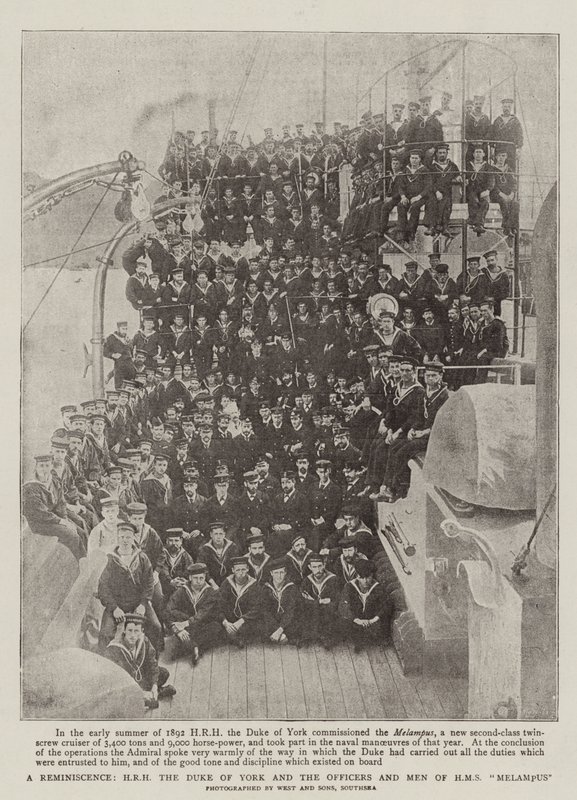 Een herinnering, ZKH de hertog van York en de officieren en mannen van HMS Melampus door English Photographer