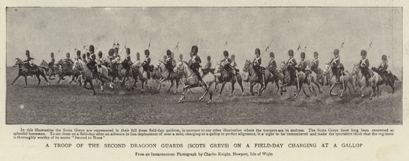 Een Troep van de Tweede Dragonders (Scots Greys) op een Veld-Dag in Galop door English Photographer