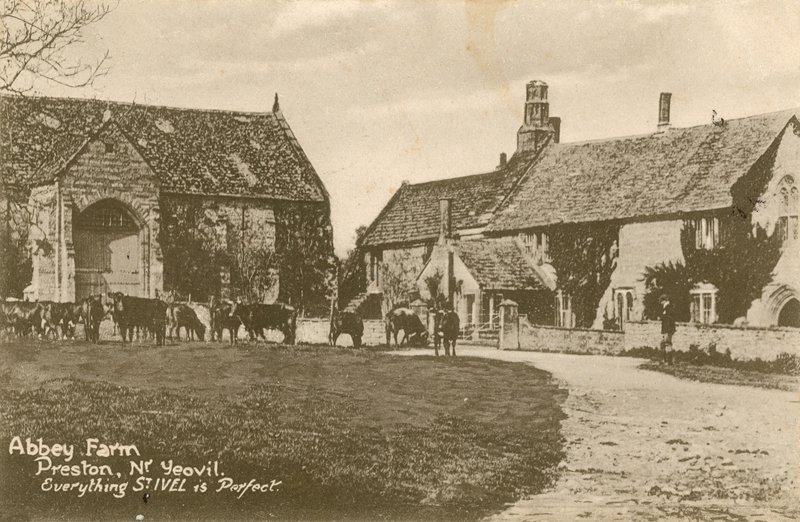 Abdijboerderij in Preston bij Yeovil. Ansichtkaart verzonden in 1913 door English Photographer