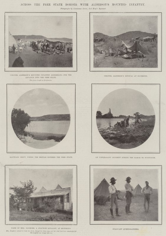 Over de Vrijstaatgrens met Aldersons bereden infanterie door English Photographer