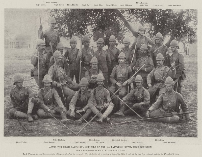 Na de Tirah-campagne, Officieren van het 2e Bataljon Royal Irish Regiment door English Photographer