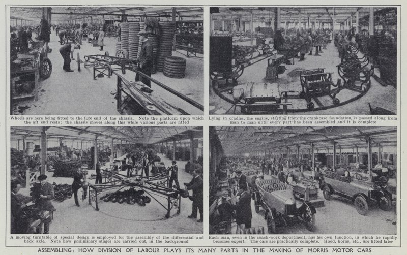 Assemblage, Hoe arbeidsverdeling zijn vele rollen speelt in de productie van Morris Motor Cars door English Photographer
