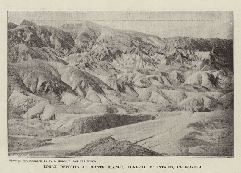 Boraxafzettingen bij Monte Blanco, Funeral Mountains, Californië door English Photographer