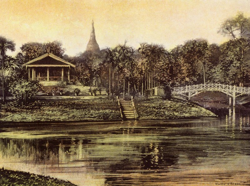 Birma / Myanmar: De pagode vanuit de Cantonment Gardens door English Photographer