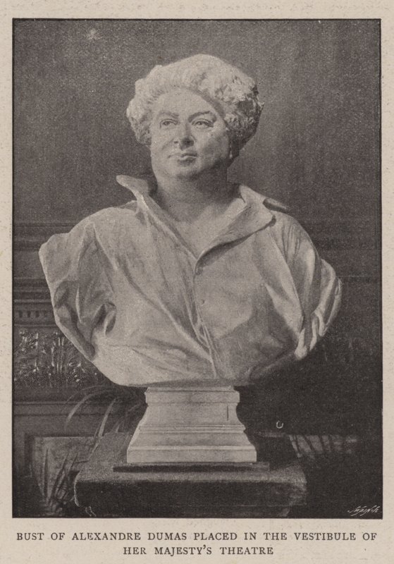 Buste van Alexandre Dumas geplaatst in de vestibule van Her Majesty