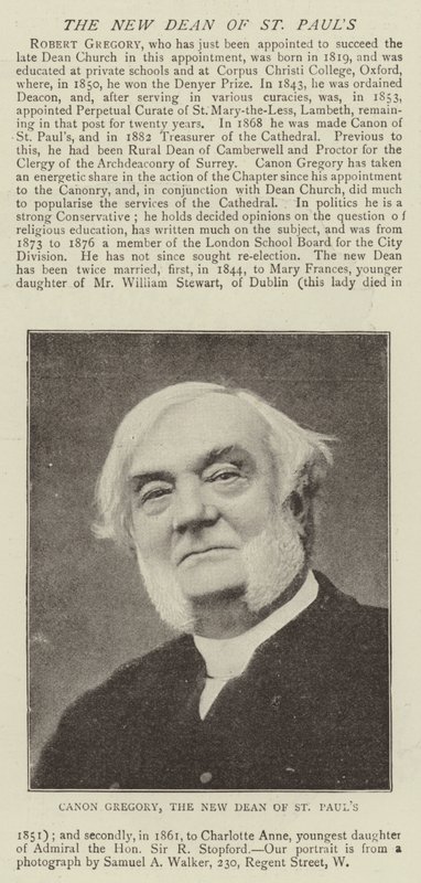 Canon Gregory, de nieuwe decaan van St. Paul