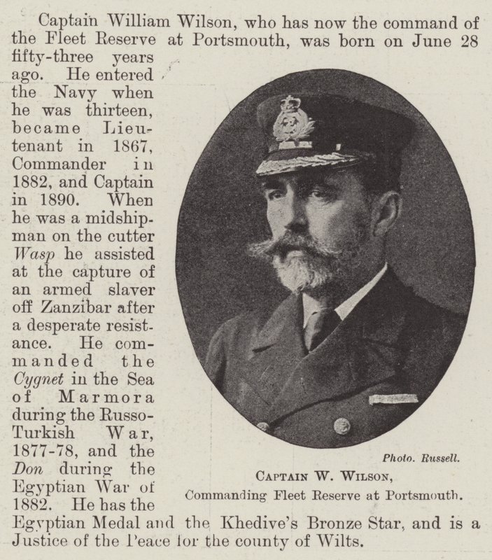 Kapitein W Wilson, commandant van de Vlootreserve in Portsmouth door English Photographer