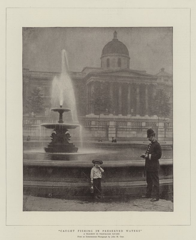 Betrapt op Vissen in Beschermde Wateren, een Tragedie op Trafalgar Square door English Photographer