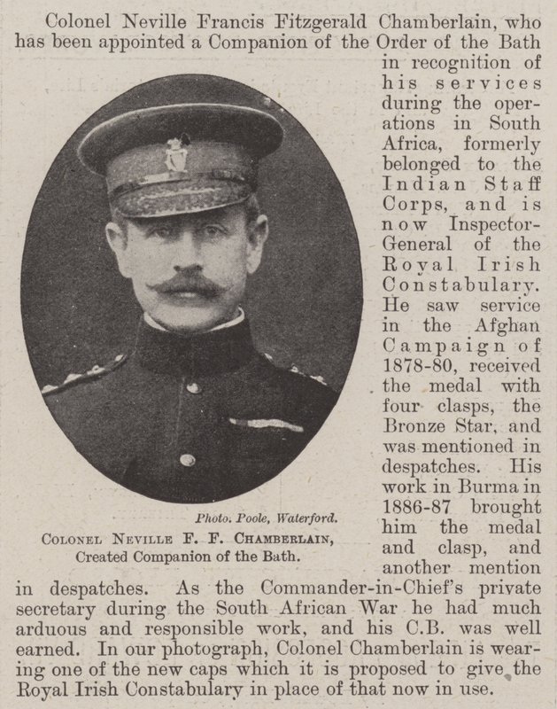 Kolonel Neville F F Chamberlain, benoemd tot Companion of the Bath door English Photographer