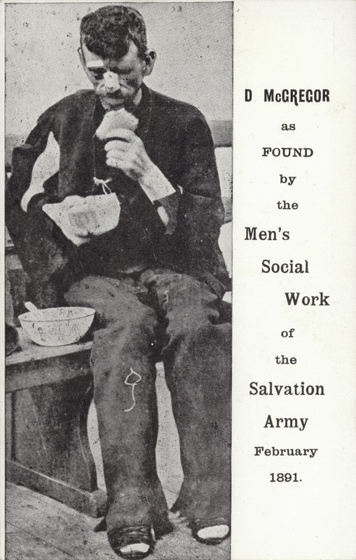 D McGregor zoals gevonden door de Mannen Sociale Werk van het Leger des Heils, februari 1891 door English Photographer