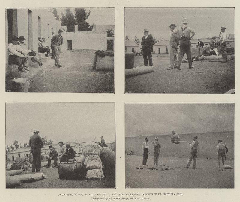 Vier snapshots van enkele leden van het Johannesburgse hervormingscomité in de gevangenis van Pretoria door English Photographer