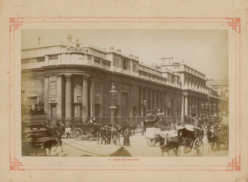 Algemeen zicht op de Bank of England door English Photographer