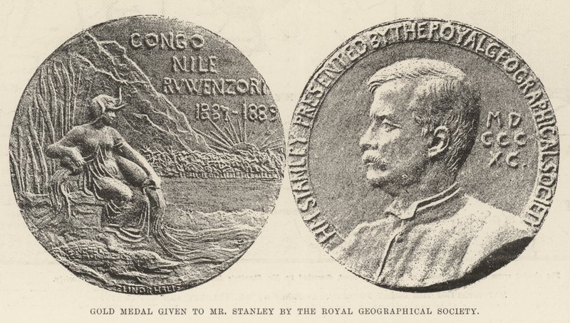 Gouden Medaille gegeven aan Mr. Stanley door de Royal Geographical Society door English Photographer