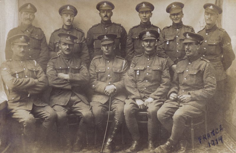 Groep Engelse soldaten, WO1, Frankrijk 1917 door English Photographer