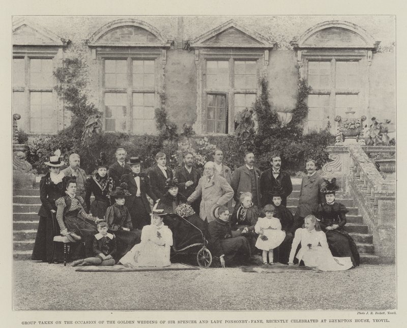 Groep genomen ter gelegenheid van de gouden bruiloft van Sir Spencer en Lady Ponsonby-Fane, onlangs gevierd in Brympton House, Yeovil door English Photographer