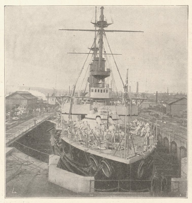 HMS Implacable, in gebruik genomen door prins Louis van Battenberg door English Photographer
