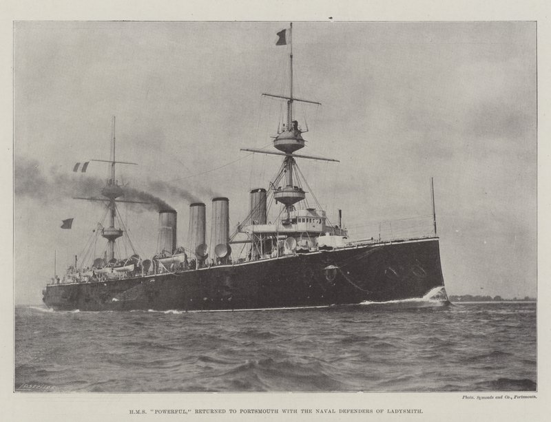 HMS Powerful keerde terug naar Portsmouth met de maritieme verdedigers van Ladysmith door English Photographer