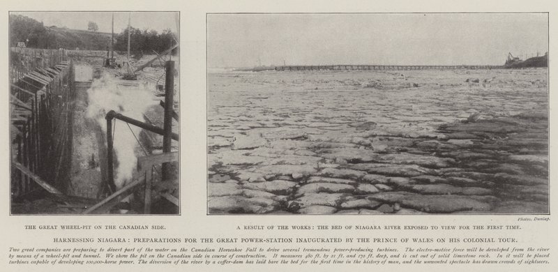 Het Bedwingen van de Niagara, Voorbereidingen voor het Grote Krachtstation ingehuldigd door de Prins van Wales tijdens zijn Koloniale Tour door English Photographer