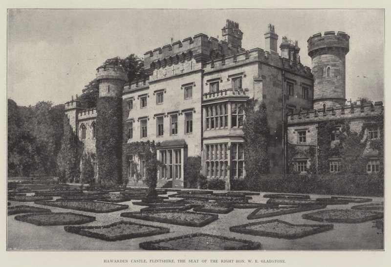 Hawarden Castle, Flintshire, de zetel van de zeer eerwaarde W E Gladstone door English Photographer