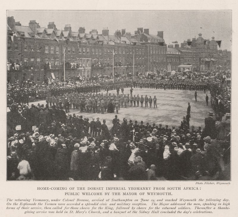 Thuiskomst van de Dorset Imperial Yeomanry uit Zuid-Afrika, Publieke Welkom door de Burgemeester van Weymouth door English Photographer