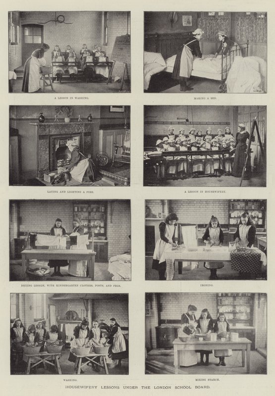 Huishoudelijke lessen onder de London School Board door English Photographer