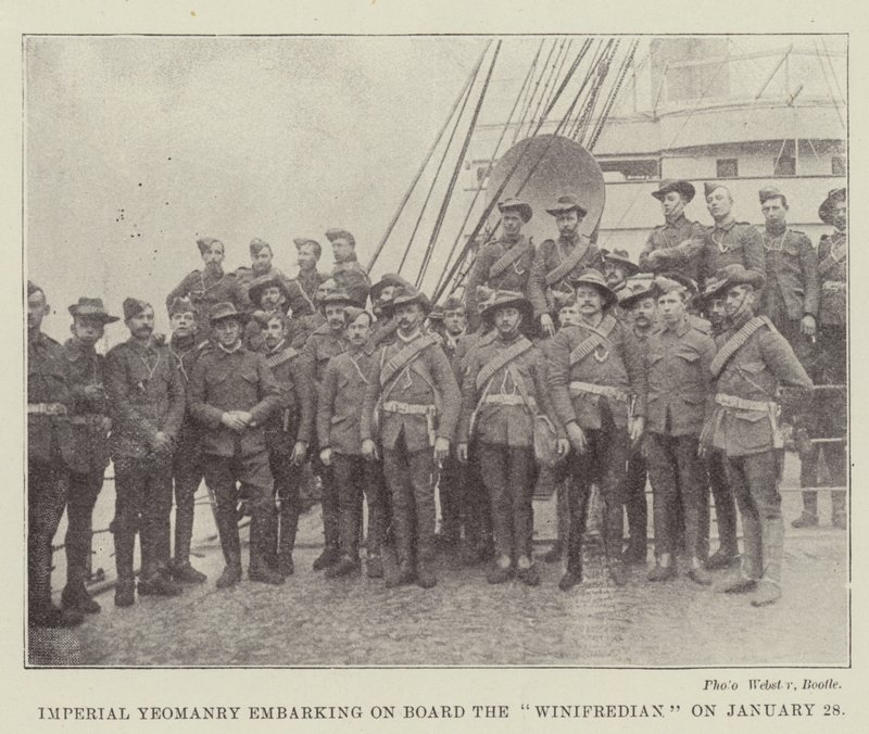 Imperial Yeomanry aan boord van de Winifredian op 28 januari door English Photographer