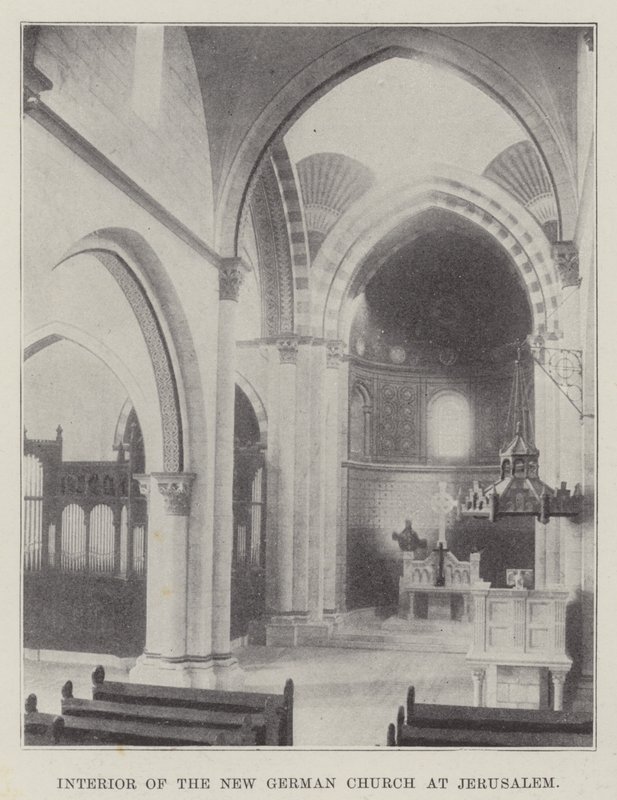 Interieur van de nieuwe Duitse kerk in Jeruzalem door English Photographer