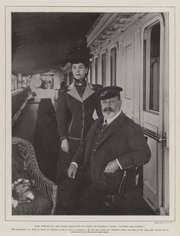 Koning Edward VII en koningin Alexandra aan boord van het jacht Victoria en Albert van Zijne Majesteit door English Photographer