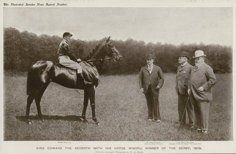 Koning Edward VII met zijn paard, Minoru, winnaar van de Derby door English Photographer