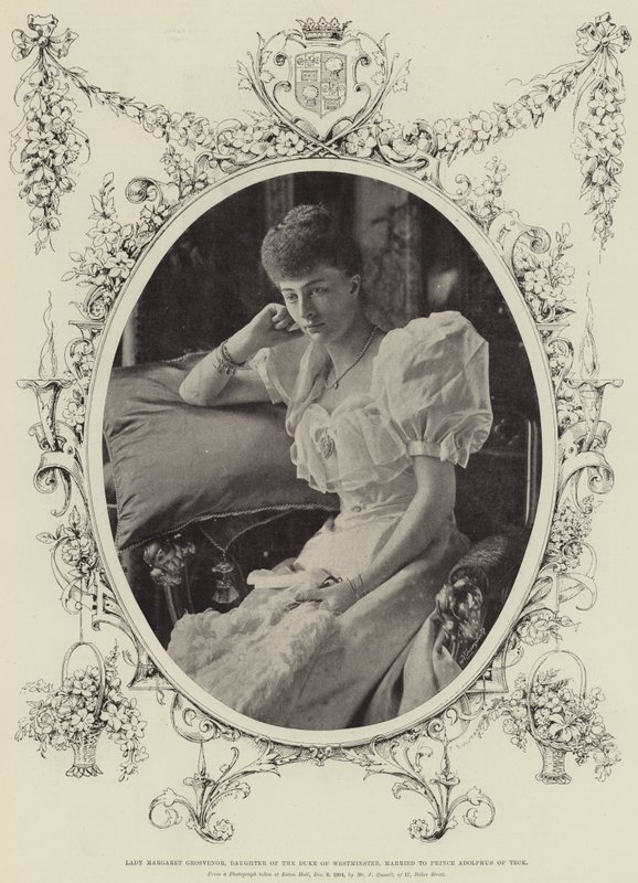 Lady Margaret Grosvenor, dochter van de hertog van Westminster, getrouwd met prins Adolphus van Teck door English Photographer