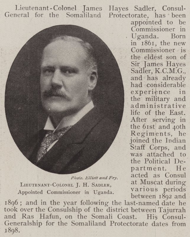 Luitenant-kolonel J H Sadler, benoemd tot commissaris in Oeganda door English Photographer
