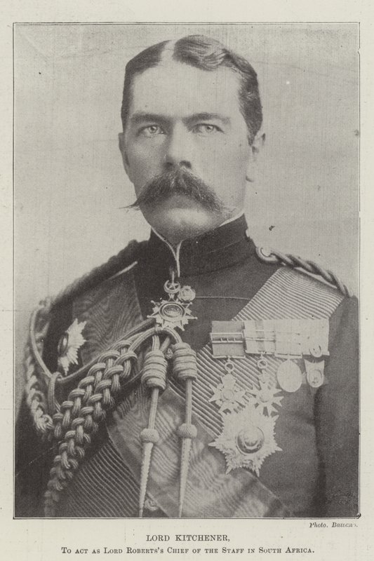 Lord Kitchener, om op te treden als Chef van de Staf van Lord Roberts in Zuid-Afrika door English Photographer