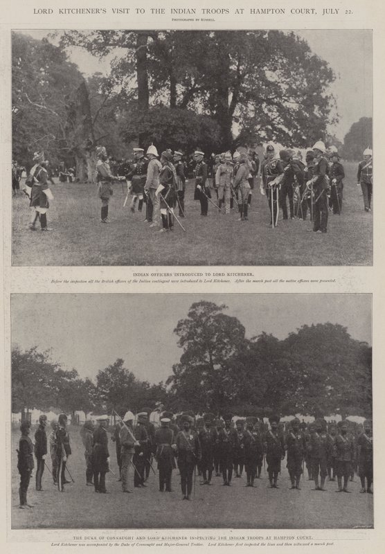 Het bezoek van Lord Kitchener aan de Indiase troepen in Hampton Court, 22 juli door English Photographer