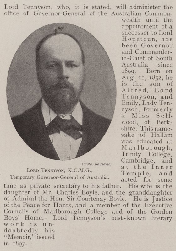 Lord Tennyson, KCMG, Tijdelijk Gouverneur-Generaal van Australië door English Photographer